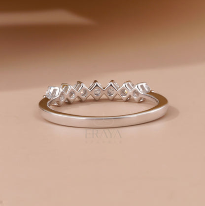 Rose Gold Engagement Ring – Curved Lab Diamond Wedding Band - Ring