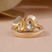 Toi et Moi Statement Gold Pear Shaped Ring - Ring