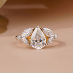 Pear Shaped Ring – Yellow Gold Lab Diamond - Ring