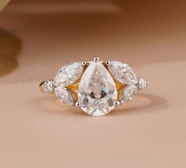 Pear Shaped Ring – Yellow Gold Lab Diamond - Ring