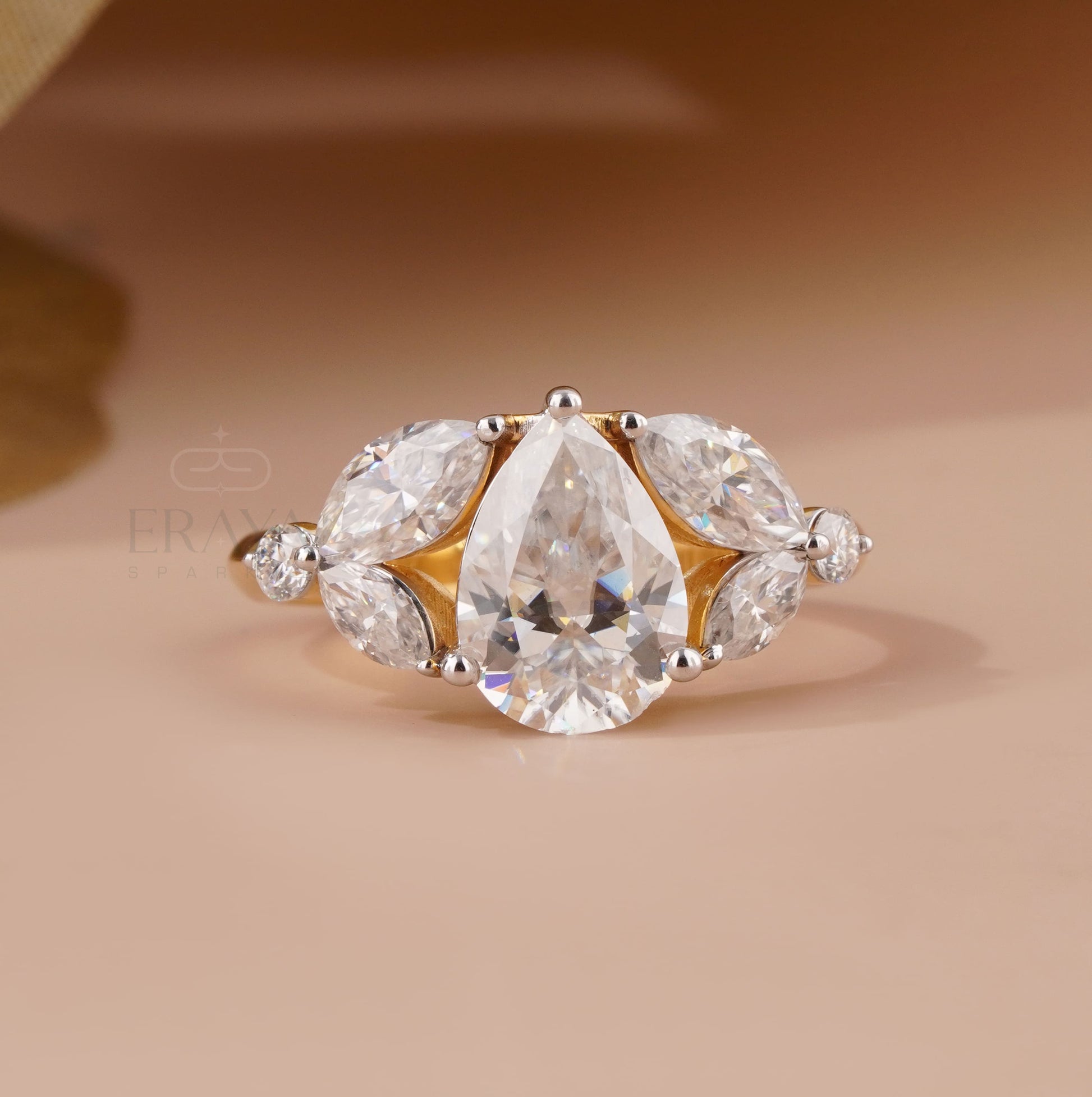Pear Shaped Ring – Yellow Gold Lab Diamond - Ring