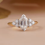 Elongated Hexagon Diamond Ring – Yellow Gold - Ring