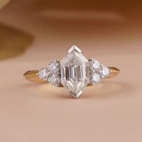 Elongated Hexagon Diamond Ring – Yellow Gold - Ring