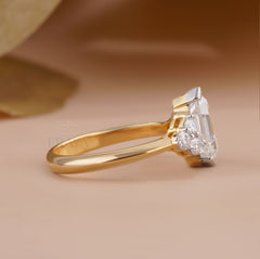 Elongated Hexagon Diamond Ring – Yellow Gold - Ring