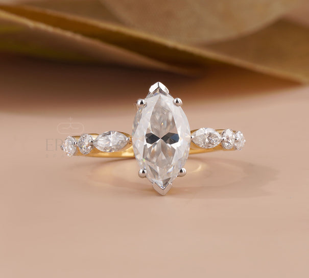 Marquise Engagement Ring With Side Stones – 2.60 CT - Ring