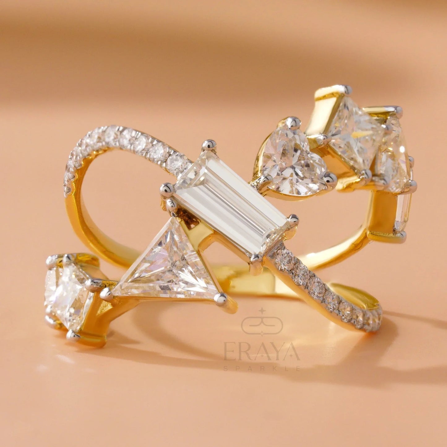 Artistic Cocktail Ring – Lab Diamond Ring - erayasparkle