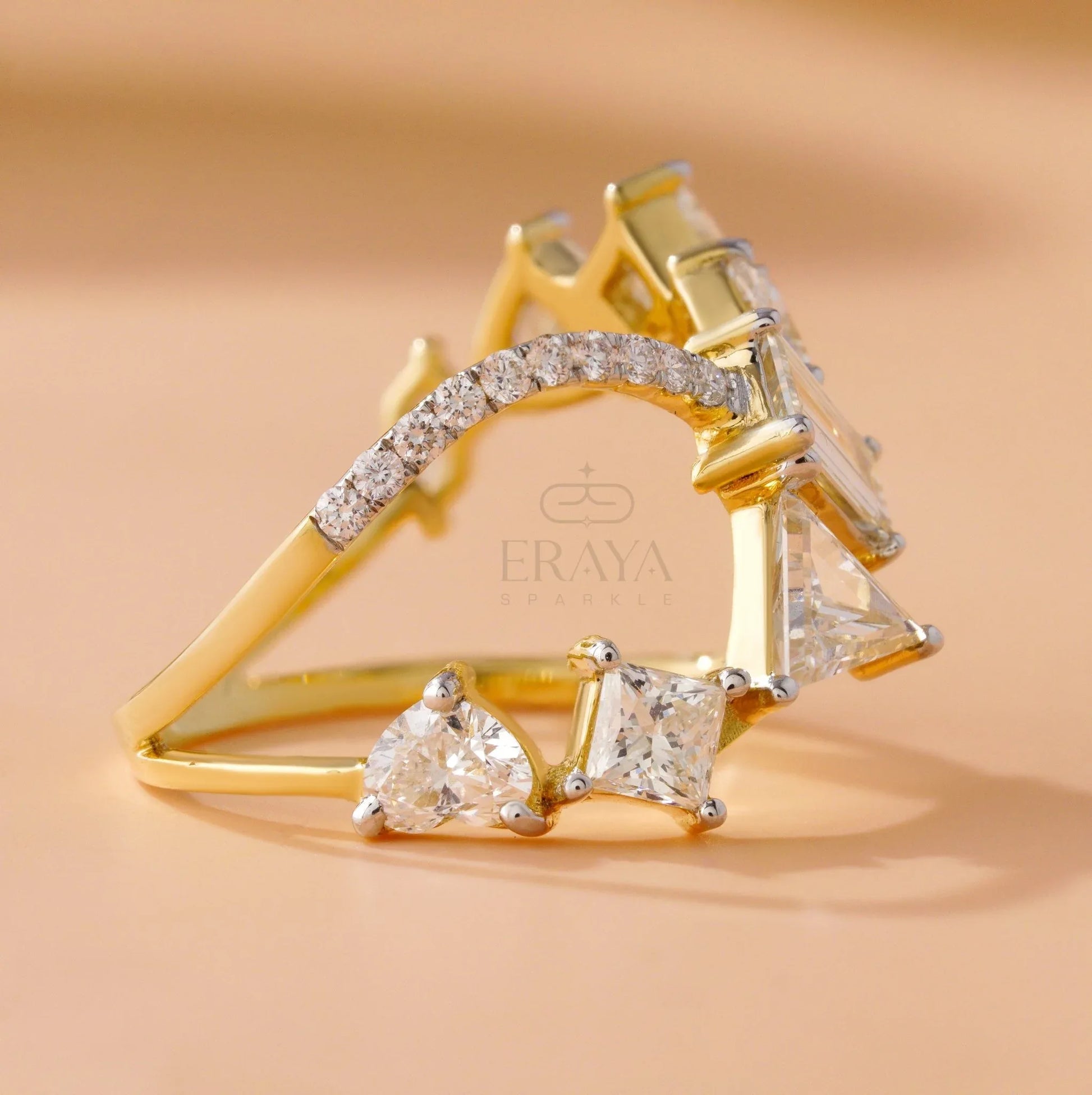 Artistic Cocktail Ring – Lab Diamond Ring - erayasparkle