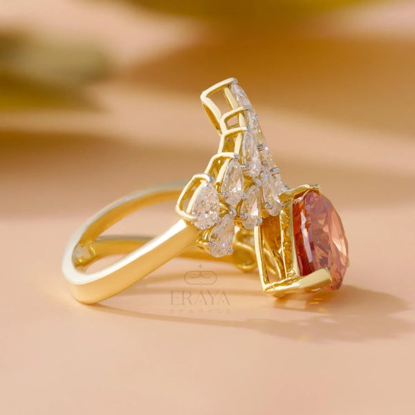 Bypass Statement Ring – Pear Shaped Diamond Ring - Ring