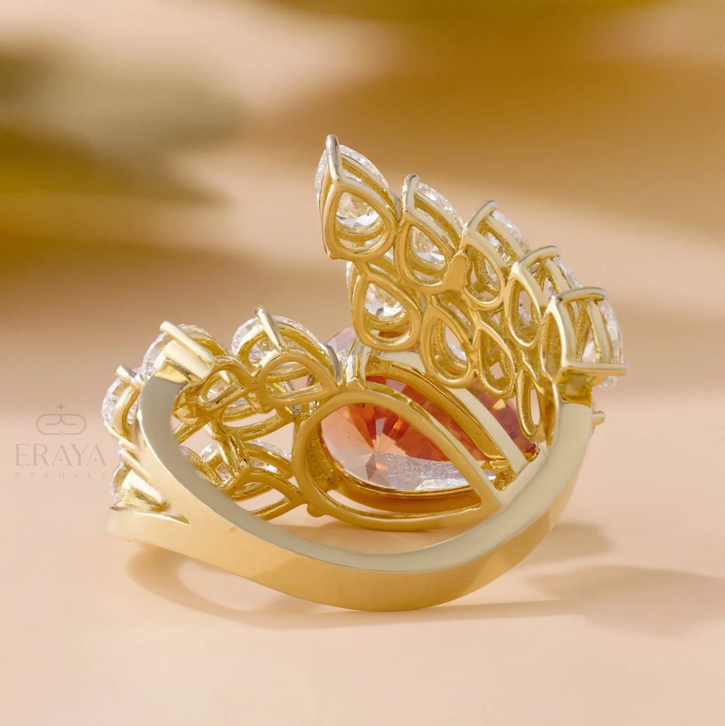 Bypass Statement Ring – Pear Shaped Diamond Ring - erayasparkle