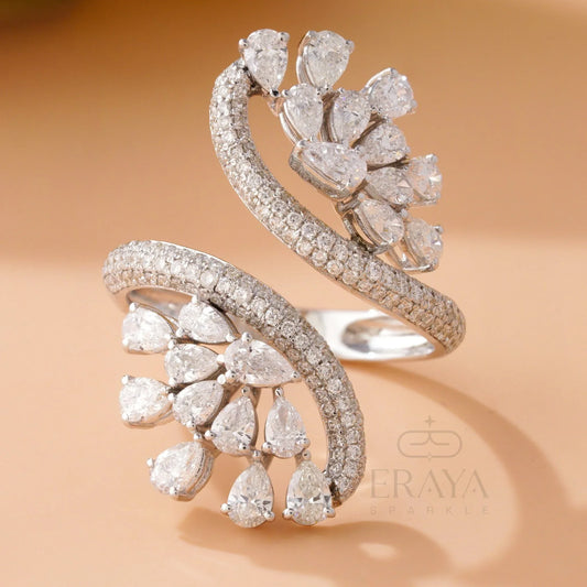 Pear Cut Cluster Ring – Lab Diamond Ring - erayasparkle