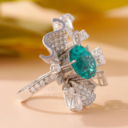 Paraiba Cocktail Ring – Engagement Ring Gold - erayasparkle