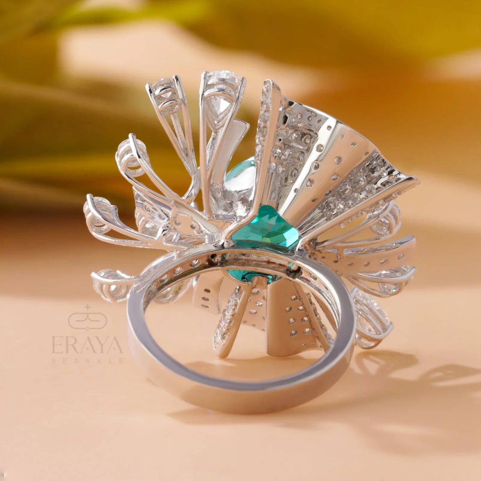 Paraiba Cocktail Ring – Engagement Ring Gold - erayasparkle