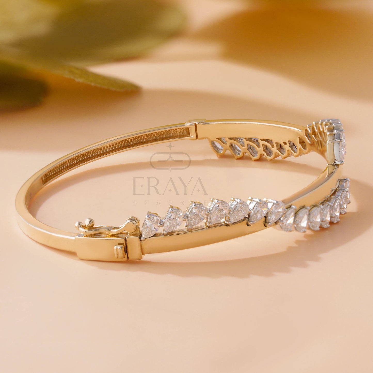 Pear Cut Gold Bracelet with Diamond Bracelate - erayasparkle