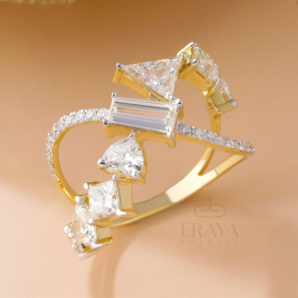 Artistic Cocktail Ring – Lab Diamond Ring - Ring