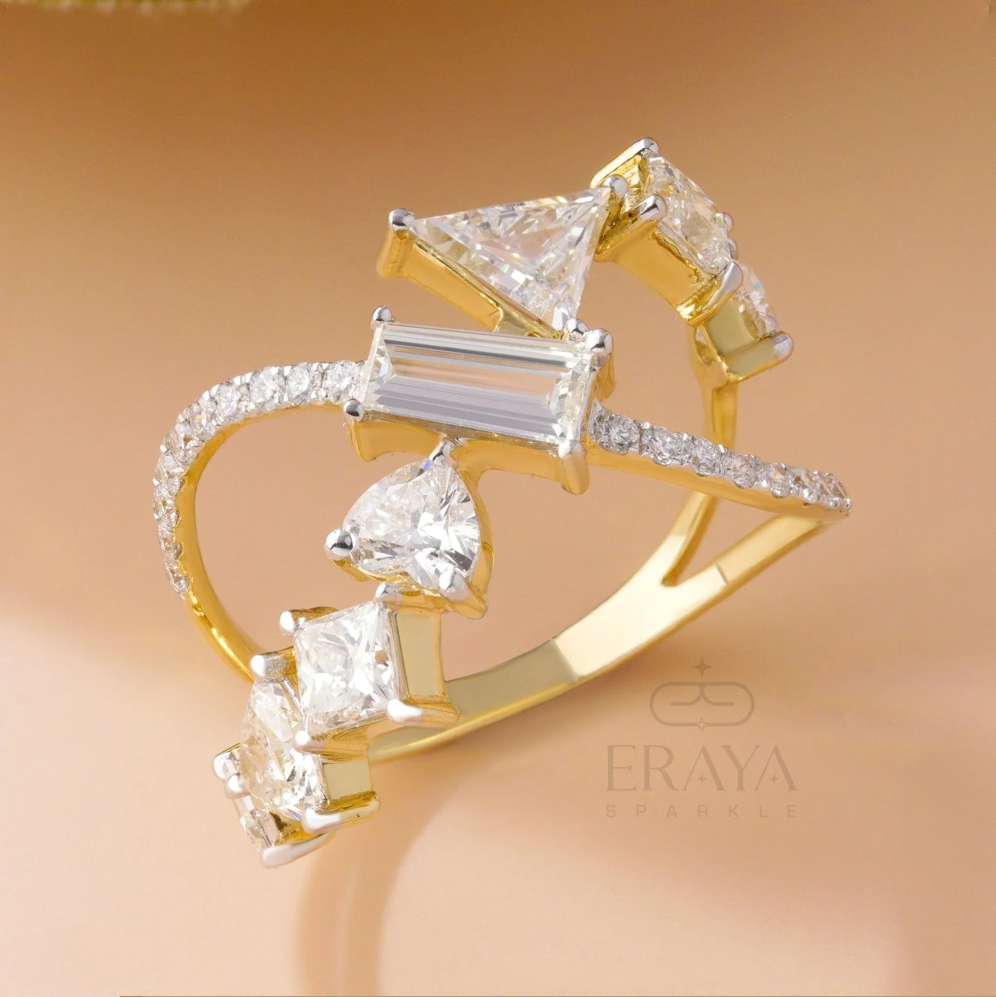 Artistic Cocktail Ring – Lab Diamond Ring - erayasparkle