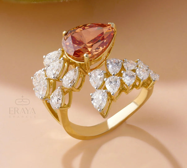 Bypass Statement Ring – Pear Shaped Diamond Ring - Ring