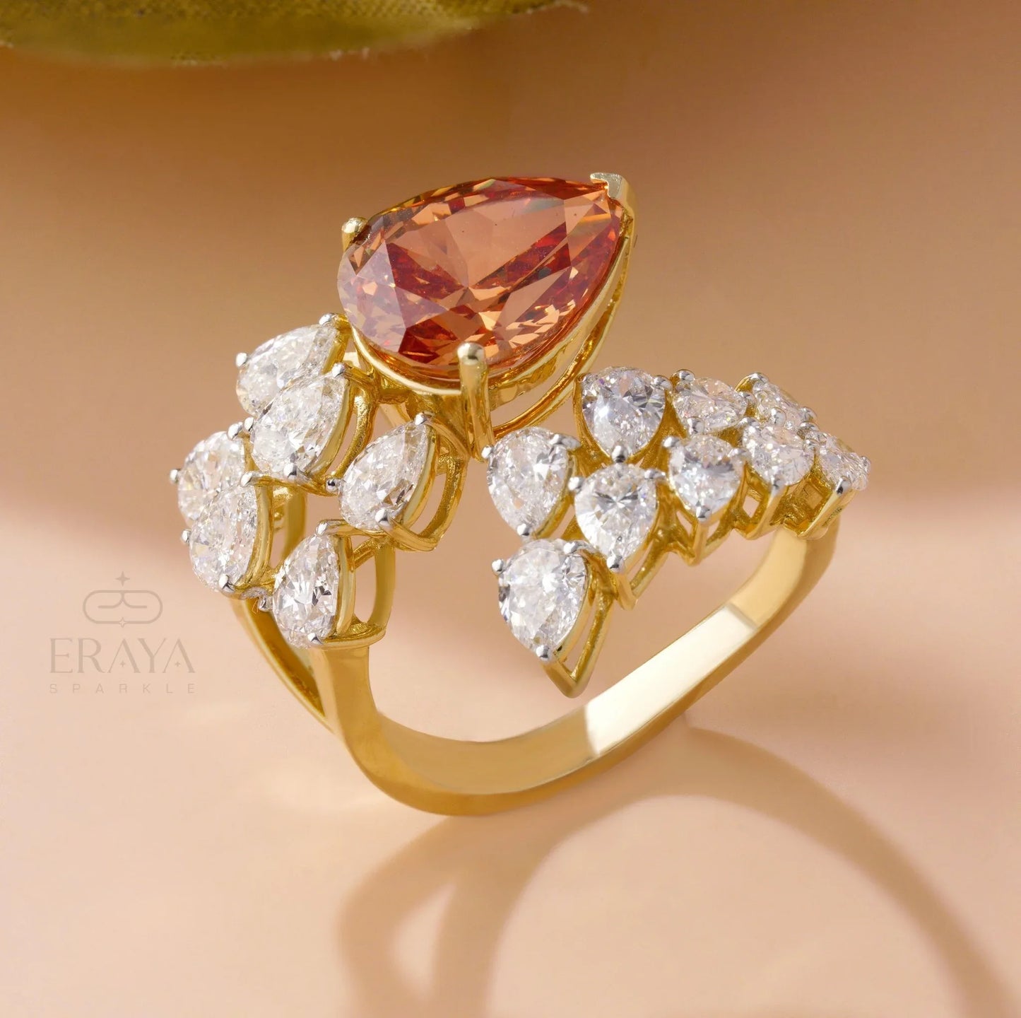 Bypass Statement Ring – Pear Shaped Diamond Ring - erayasparkle