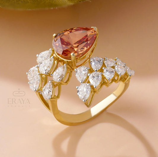 Bypass Statement Ring – Pear Shaped Diamond Ring - erayasparkle