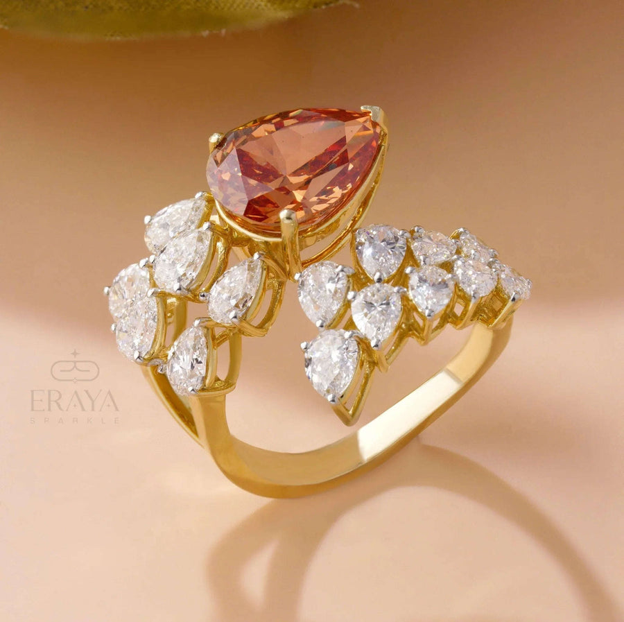 Bypass Statement Ring – Pear Shaped Diamond Ring - Ring
