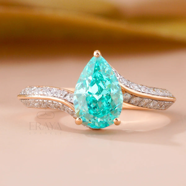 Teal Stone Lab Diamond – Rose Gold Ring - Ring