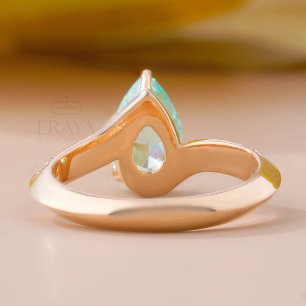 Teal Stone Lab Diamond – Rose Gold Ring - Ring