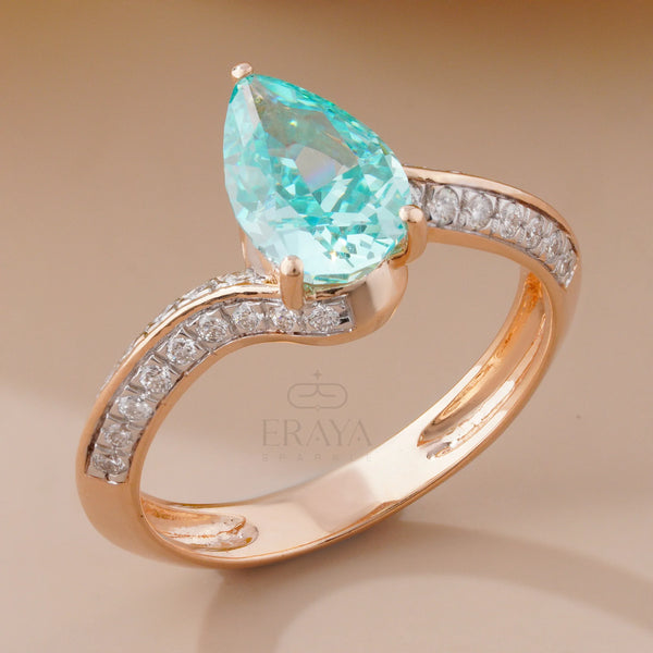 Teal Stone Lab Diamond – Rose Gold Ring - Ring