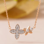 Minimalist Floral Necklace with Lab-Created Diamond - 