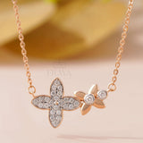 Minimalist Floral Necklace with Lab-Created Diamond -