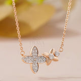 Minimalist Floral Necklace with Lab-Created Diamond -