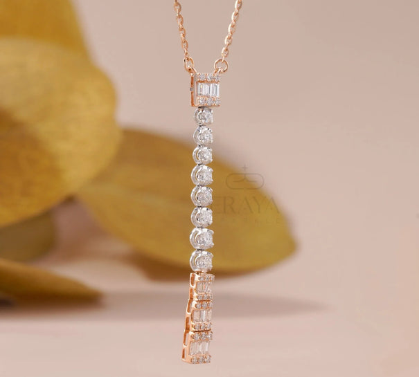 Modern Minimal Pendant with Lab-Created Diamond Pedant - Ring