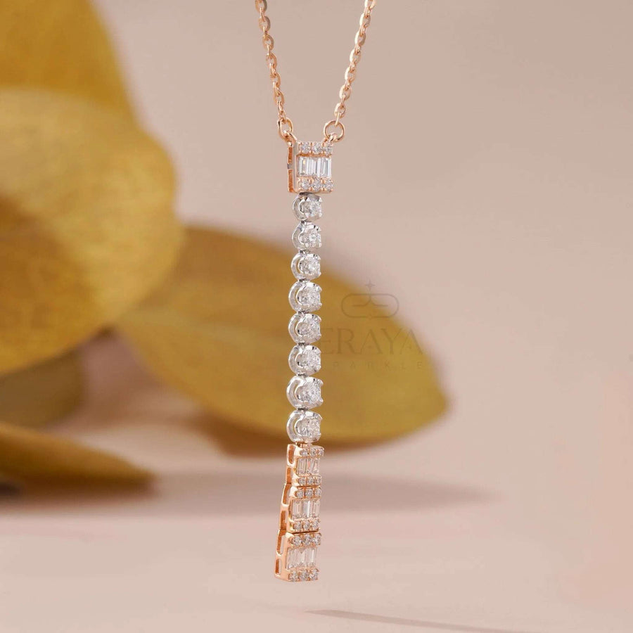 Modern Minimal Pendant with Lab-Created Diamond Pedant - Ring