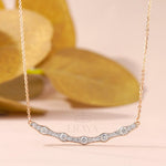 Gold Wave Necklace with Lab-Created Diamond Necklace - 