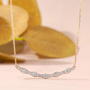 Gold Wave Necklace with Lab-Created Diamond Necklace -