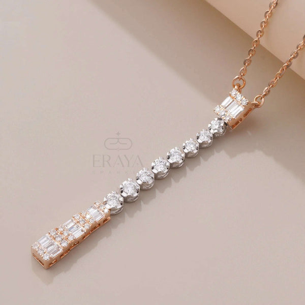 Modern Minimal Pendant with Lab-Created Diamond Pedant - Ring