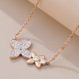 Minimalist Floral Necklace with Lab-Created Diamond -