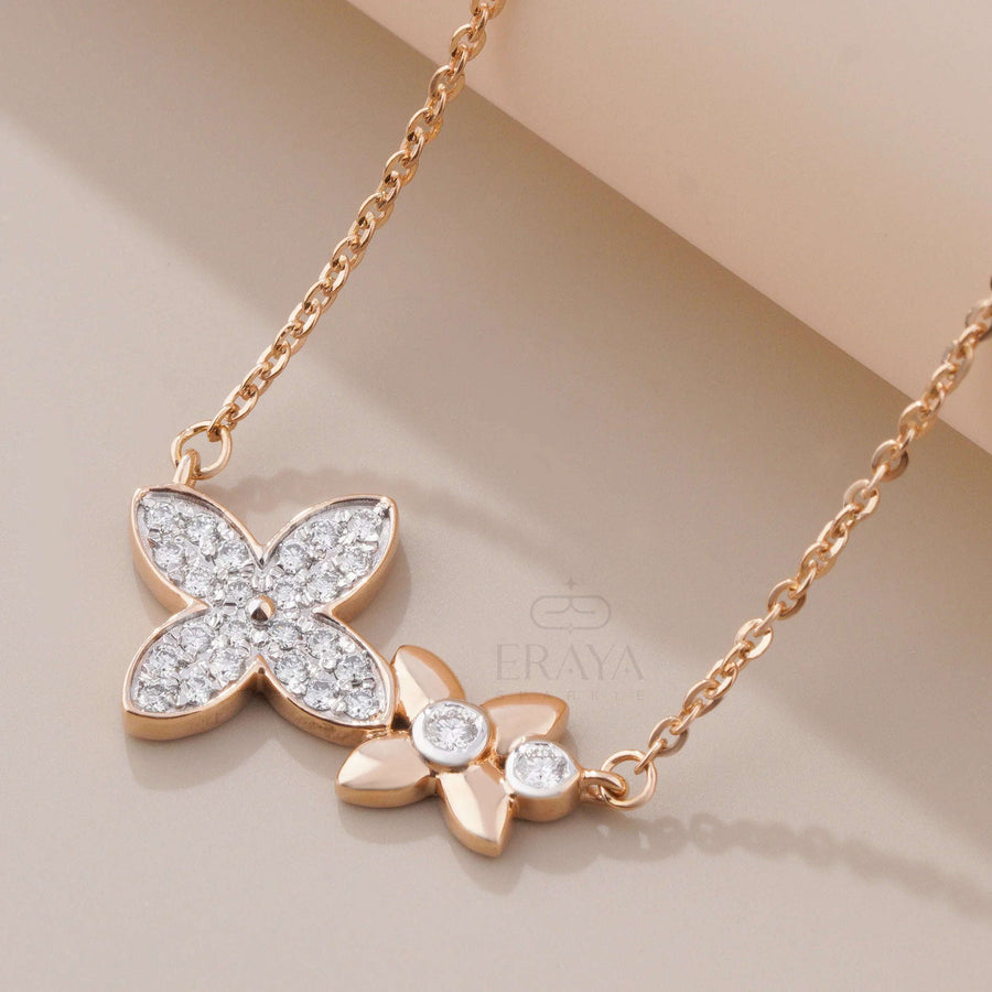 Minimalist Floral Necklace with Lab-Created Diamond -