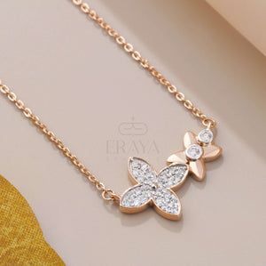 Minimalist Floral Necklace with Lab-Created Diamond -