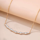 Gold Wave Necklace with Lab-Created Diamond Necklace -
