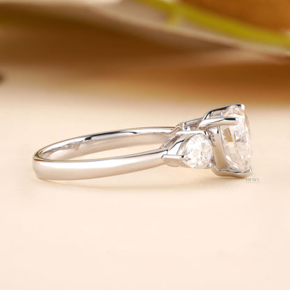 Heart Shaped Diamond Engagement Ring | Three Stone Ring - Ring