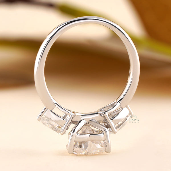 Heart Shaped Diamond Engagement Ring | Three Stone Ring - Ring