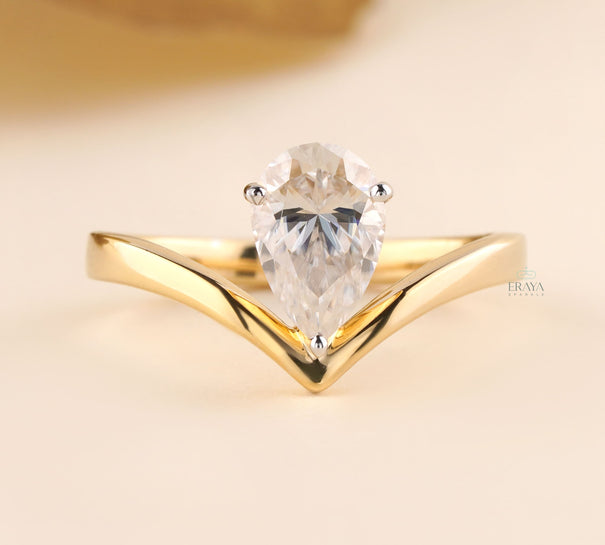 Pear Diamond Engagement Ring | Modern Open Band - Ring