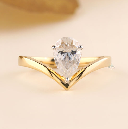 Pear Diamond Engagement Ring | Modern Open Band - Ring