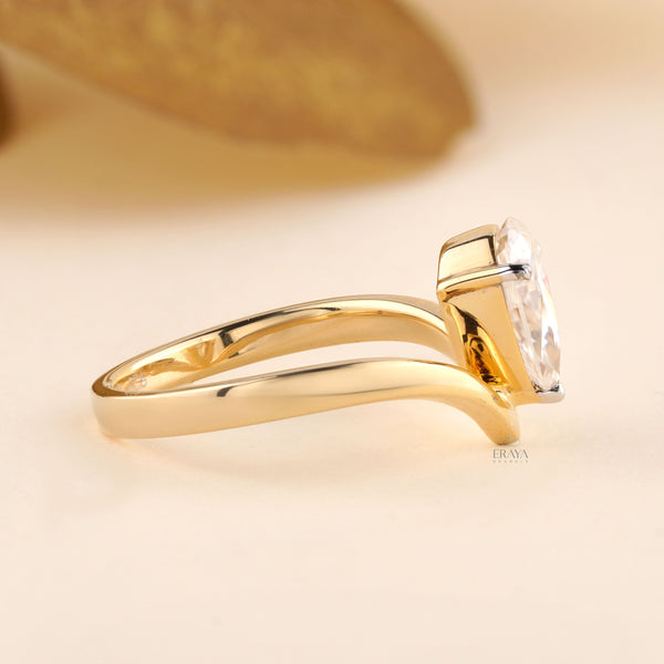 Pear Diamond Engagement Ring | Modern Open Band - Ring
