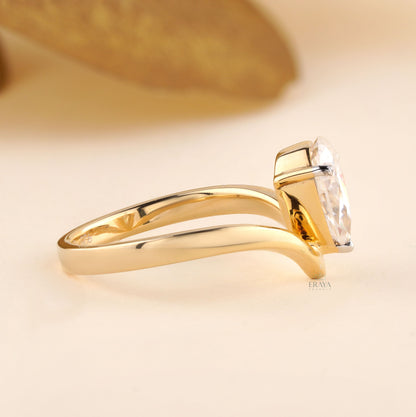 Pear Diamond Engagement Ring | Modern Open Band - Ring
