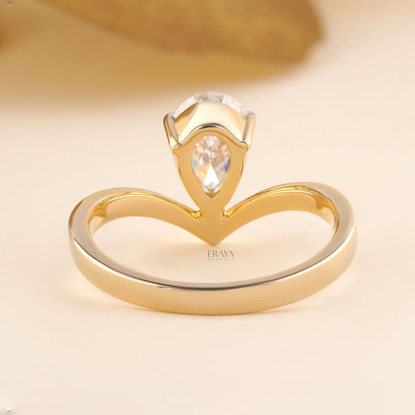 Pear Diamond Engagement Ring | Modern Open Band - Ring