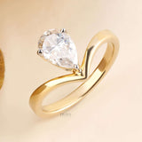 Pear Diamond Engagement Ring | Modern Open Band - Ring