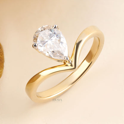 Pear Diamond Engagement Ring | Modern Open Band - Ring