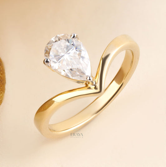 Pear Diamond Engagement Ring | Modern Open Band - Ring