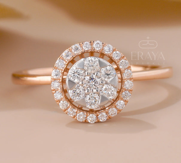 Floral Cluster Halo – Lab Grown Ring - Ring