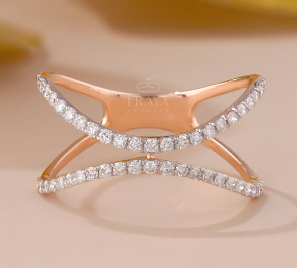 Criss-Cross Stackable Ring with Lab Grown Diamond - Ring